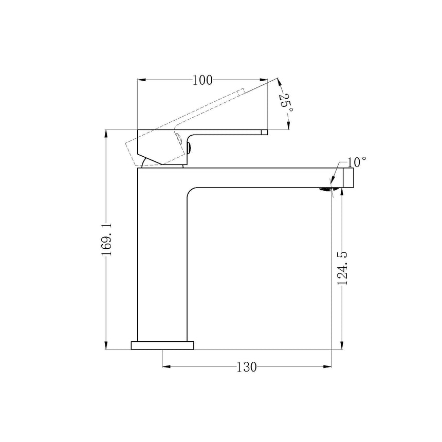 Nero Celia Straight Basin Mixer Matte Black Tapware Nero