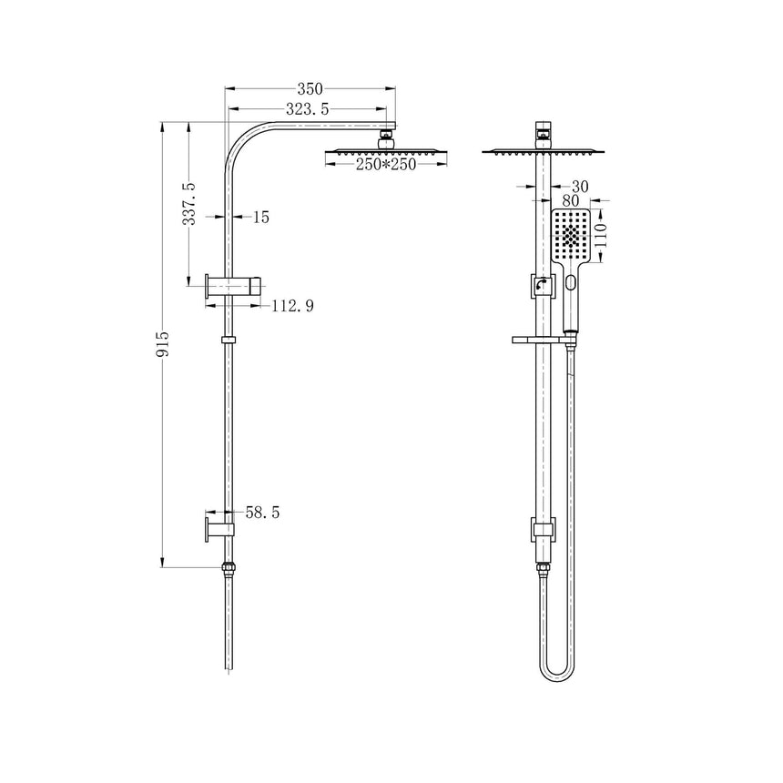 Nero Celia Shower Set Square Head Matte Black Shower Nero