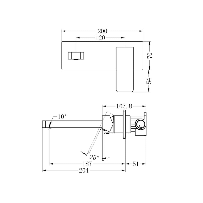 Nero Celia Wall Basin Mixer Chrome Tapware Nero
