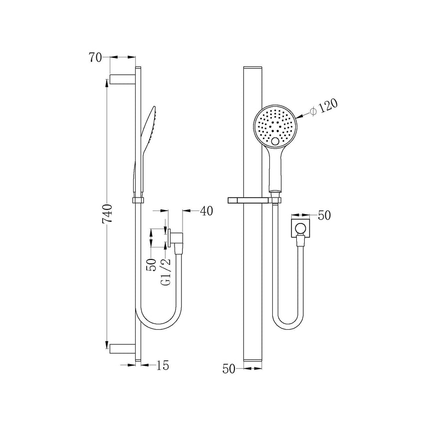 Nero Rain 3 Function Rail Shower Matte Black NR303MB Shower Nero