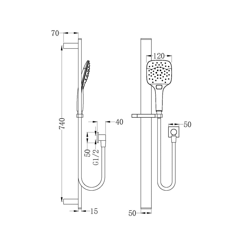 Nero Rain 3 Function Rail Shower Chrome NR304CH Shower Nero