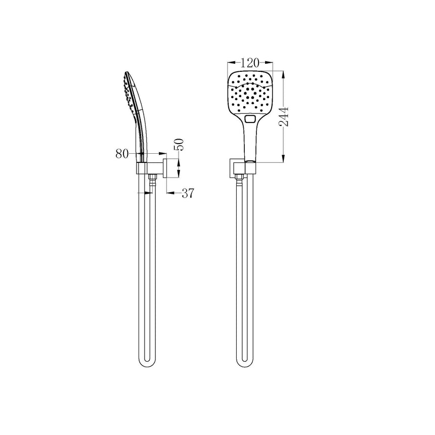 Nero Rain Shower Bracket 3 Function Chrome NR306CH Shower Nero