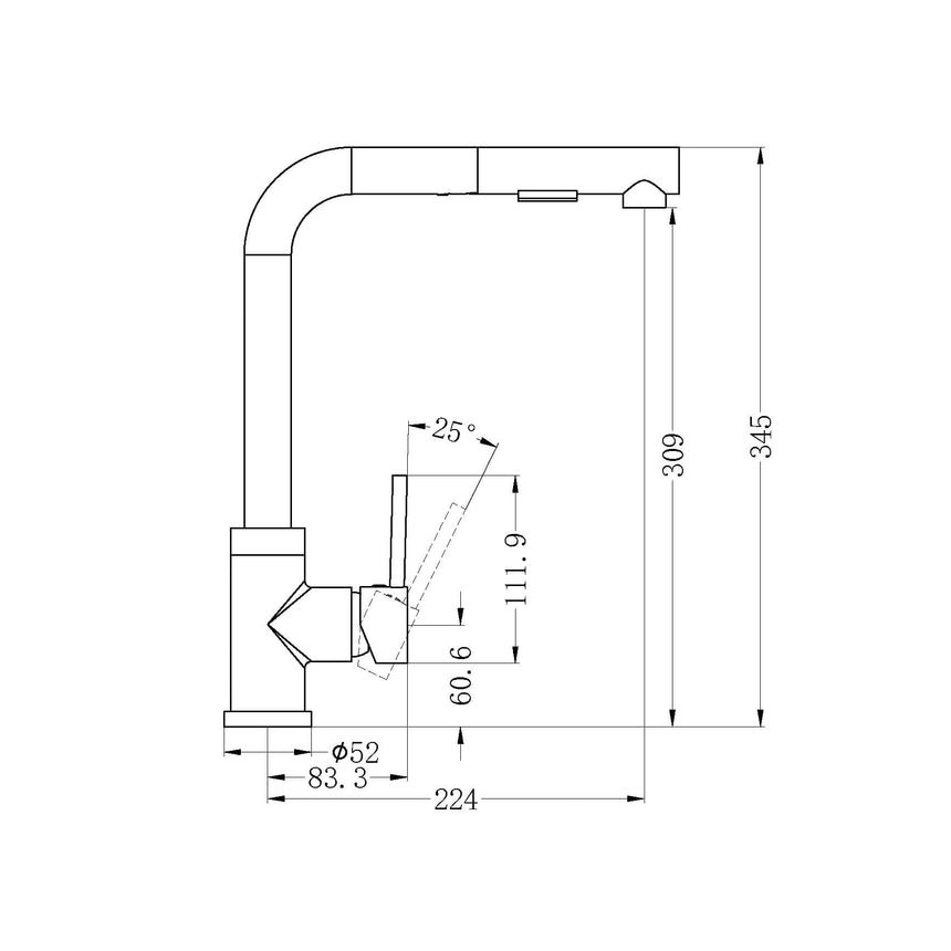 Nero Pull Out Sink Mixer With Vegie Spray Function Chrome Tapware Nero