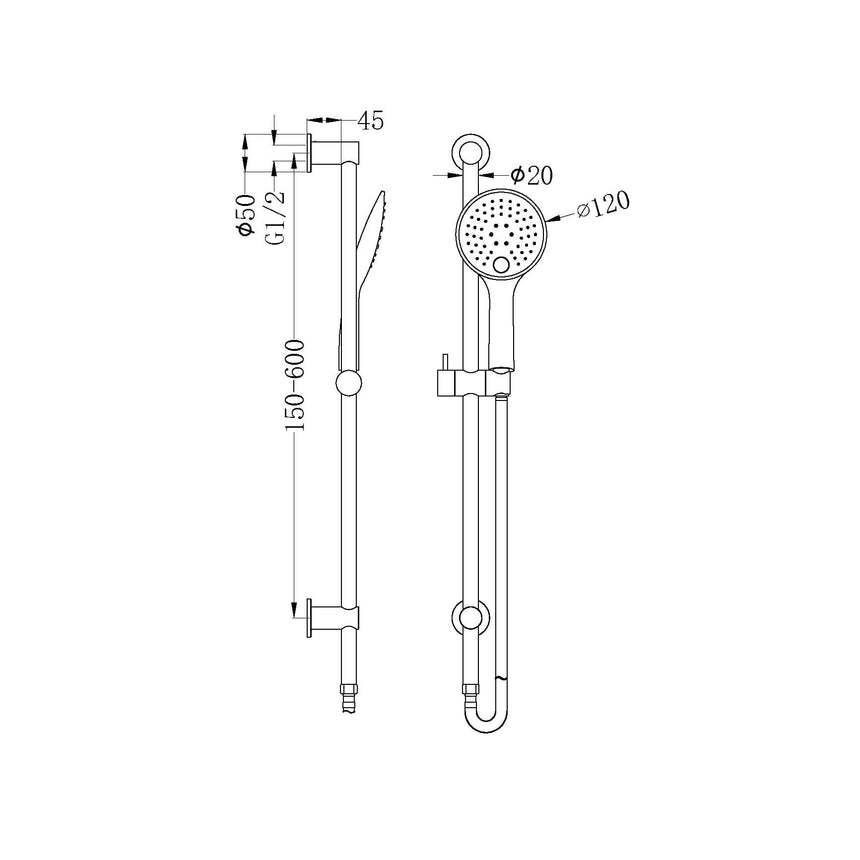 Nero Dolce 3 Function Rail Shower Matte Black Shower Nero