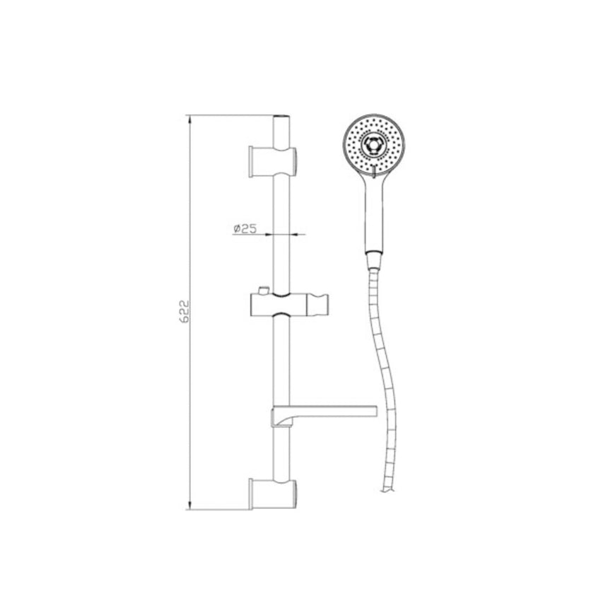 Nero Budget Rail Shower Chrome Shower Nero