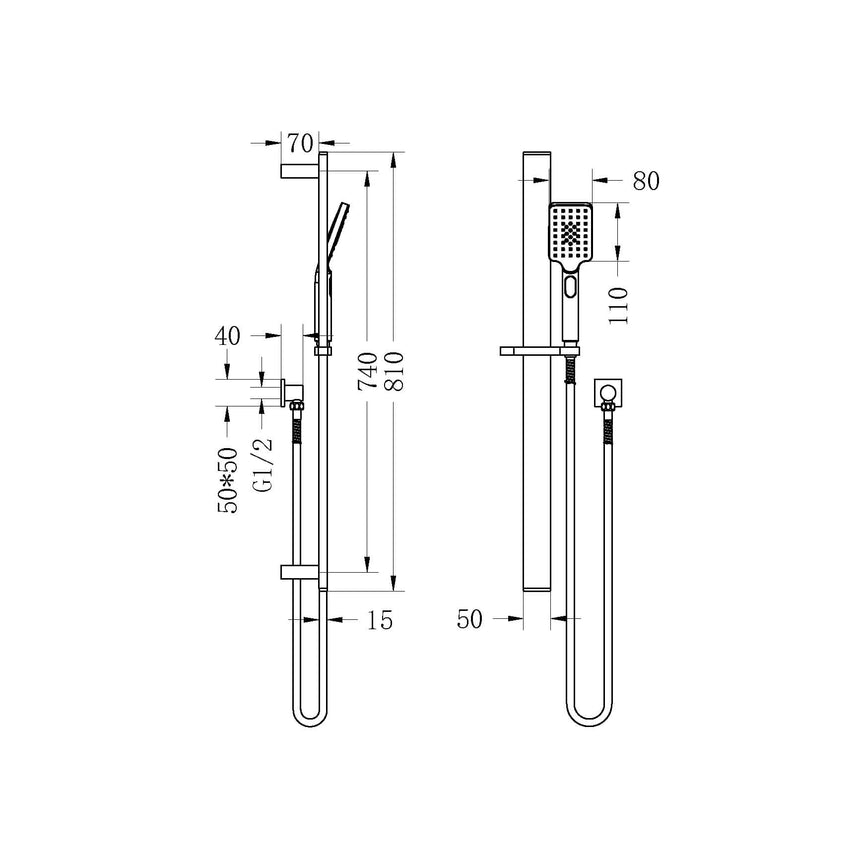 Nero Bianca/Celia Shower Rail Chrome Shower Nero