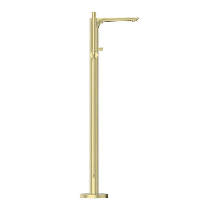Nero Bianca Floor Standing Bath Mixer With Hand Shower Brushed Yellow Gold Shower Nero