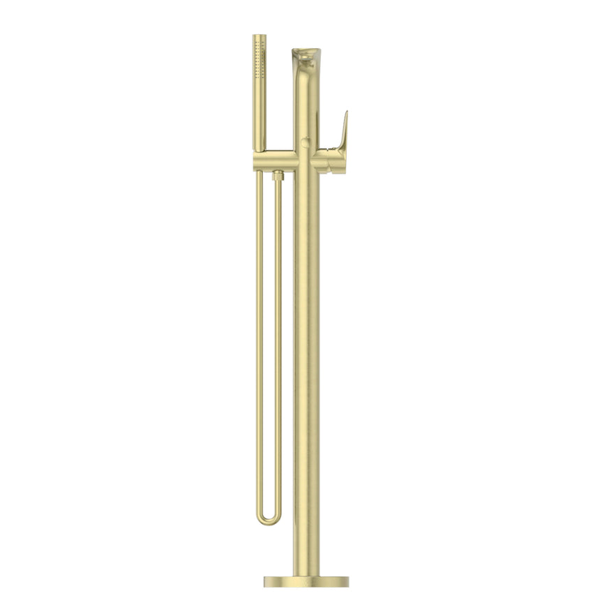 Nero Bianca Floor Standing Bath Mixer With Hand Shower Brushed Yellow Gold Shower Nero