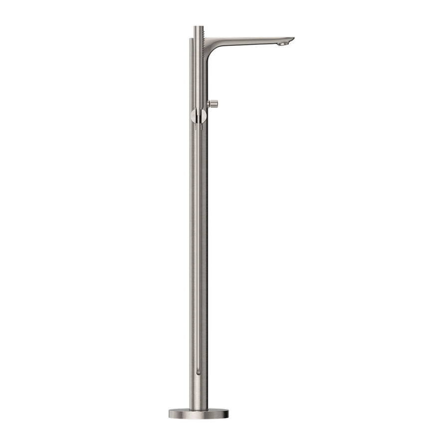 Nero Bianca Floor Standing Bath Mixer With Hand Shower Brushed Nickel Shower Nero