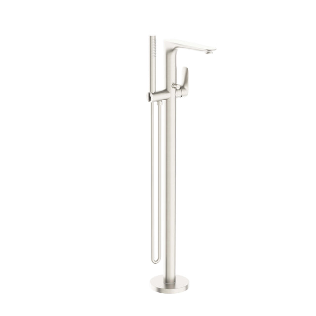Nero Bianca Floor Standing Bath Mixer With Hand Shower Brushed Nickel Shower Nero