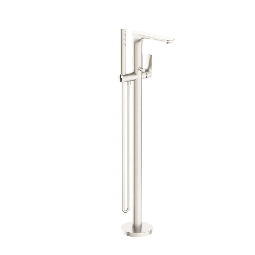 Nero Bianca Floor Standing Bath Mixer With Hand Shower Brushed Nickel Shower Nero