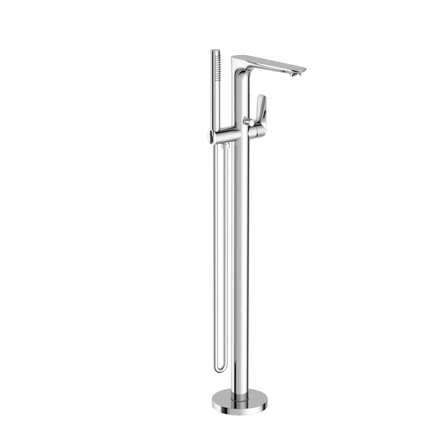 Nero Bianca Floor Standing Bath Mixer With Hand Shower Chrome Shower Nero