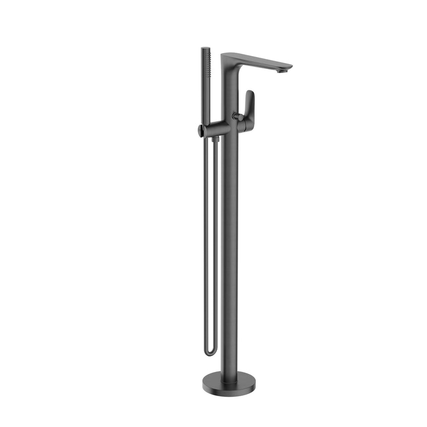 Nero Bianca Floor Standing Bath Mixer With Hand Shower Gun Metal Shower Nero