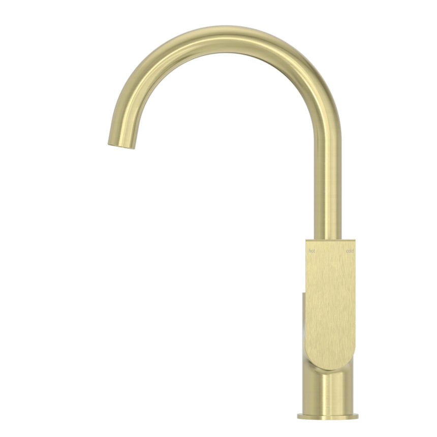 Nero Bianca Kitchen Mixer Round Brushed Yellow Gold Tapware Nero
