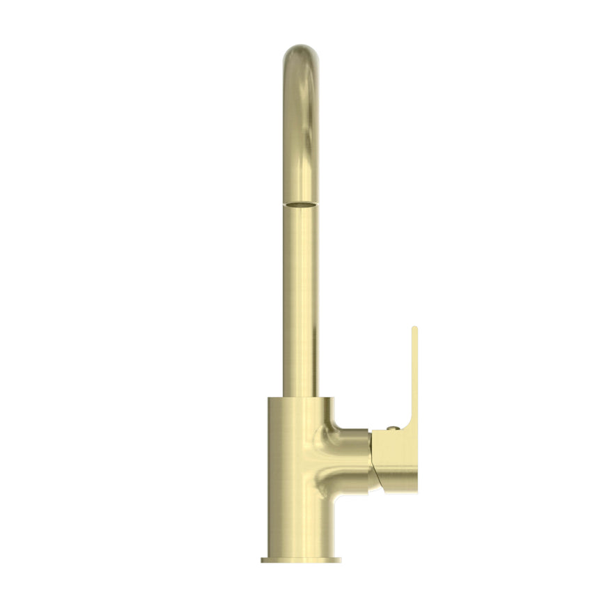 Nero Bianca Kitchen Mixer Round Brushed Yellow Gold Tapware Nero