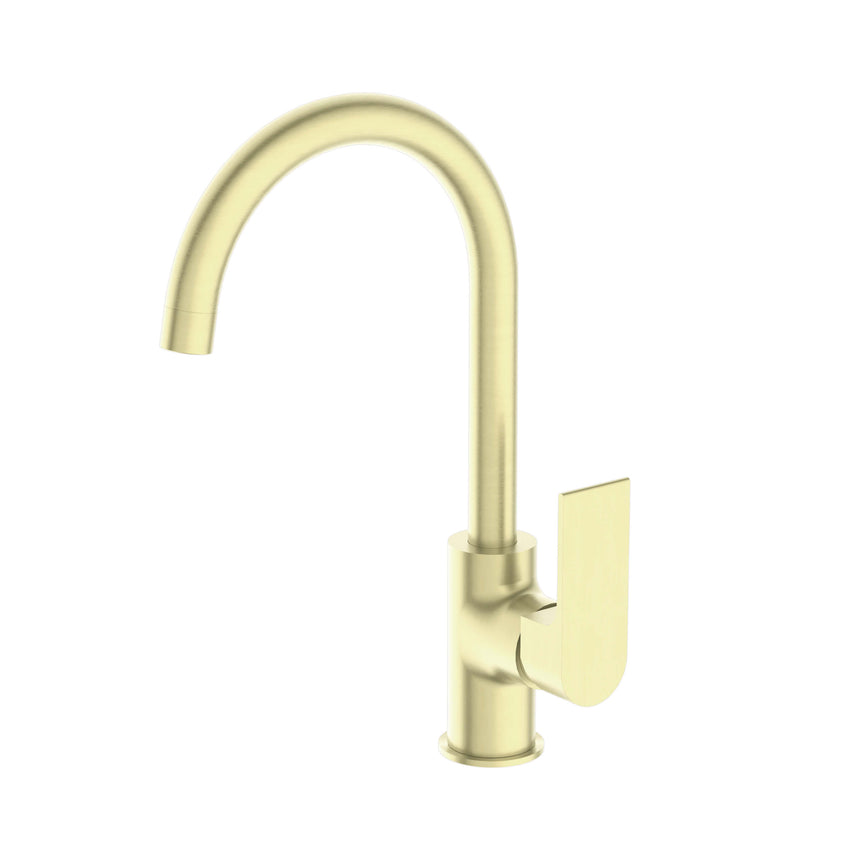 Nero Bianca Kitchen Mixer Round Brushed Yellow Gold Tapware Nero
