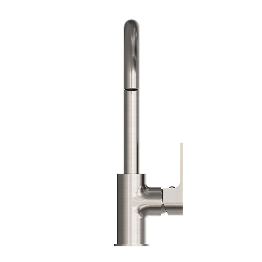 Nero Bianca Kitchen Mixer Round Brushed Nickel Tapware Nero