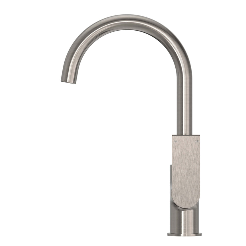 Nero Bianca Kitchen Mixer Round Brushed Nickel Tapware Nero
