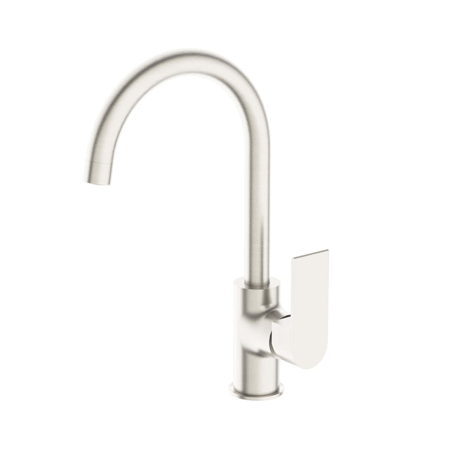 Nero Bianca Kitchen Mixer Round Brushed Nickel Tapware Nero
