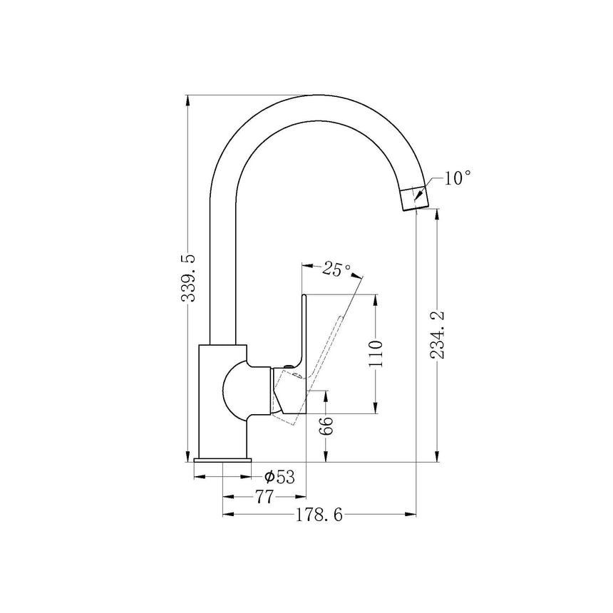 Nero Bianca Kitchen Mixer Round Matte Black Tapware Nero
