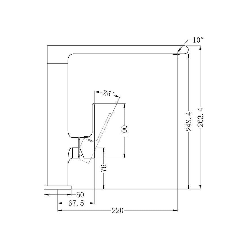 Nero Bianca Kitchen Mixer Straight Chrome Tapware Nero