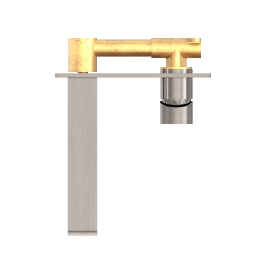 Nero Bianca Wall Basin/Bath Mixer 187mm Brushed Nickel Tapware Nero