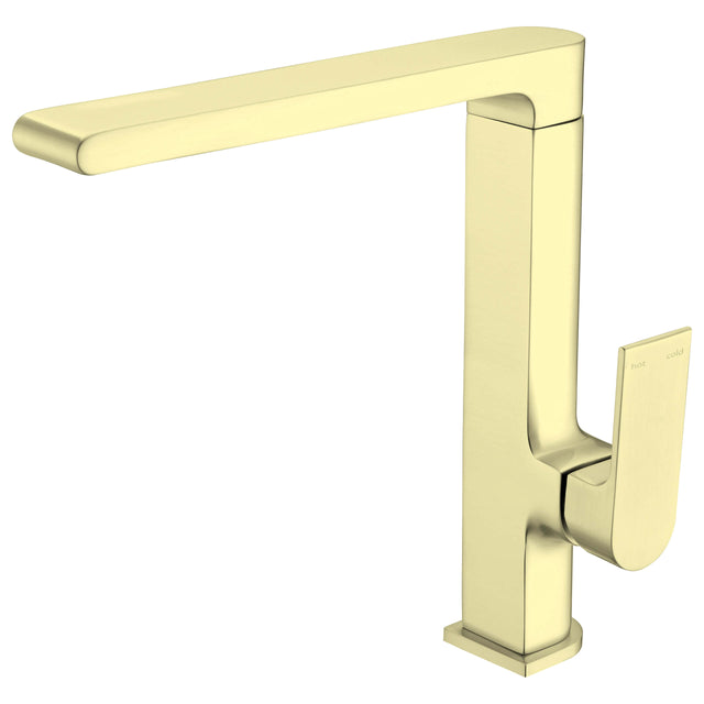Nero Bianca Kitchen Mixer Straight Brushed Yellow Gold Tapware Nero