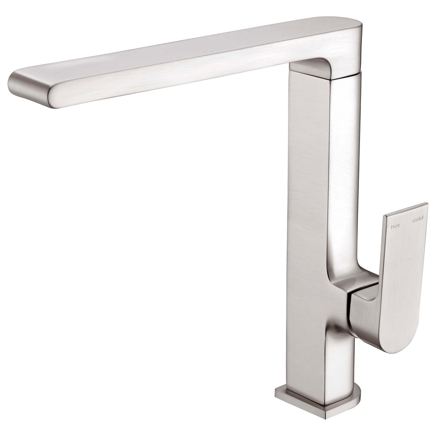 Nero Bianca Kitchen Mixer Straight Brushed Nickel Tapware Nero