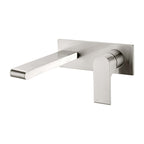 Nero Bianca Wall Basin/Bath Mixer 187mm Brushed Nickel