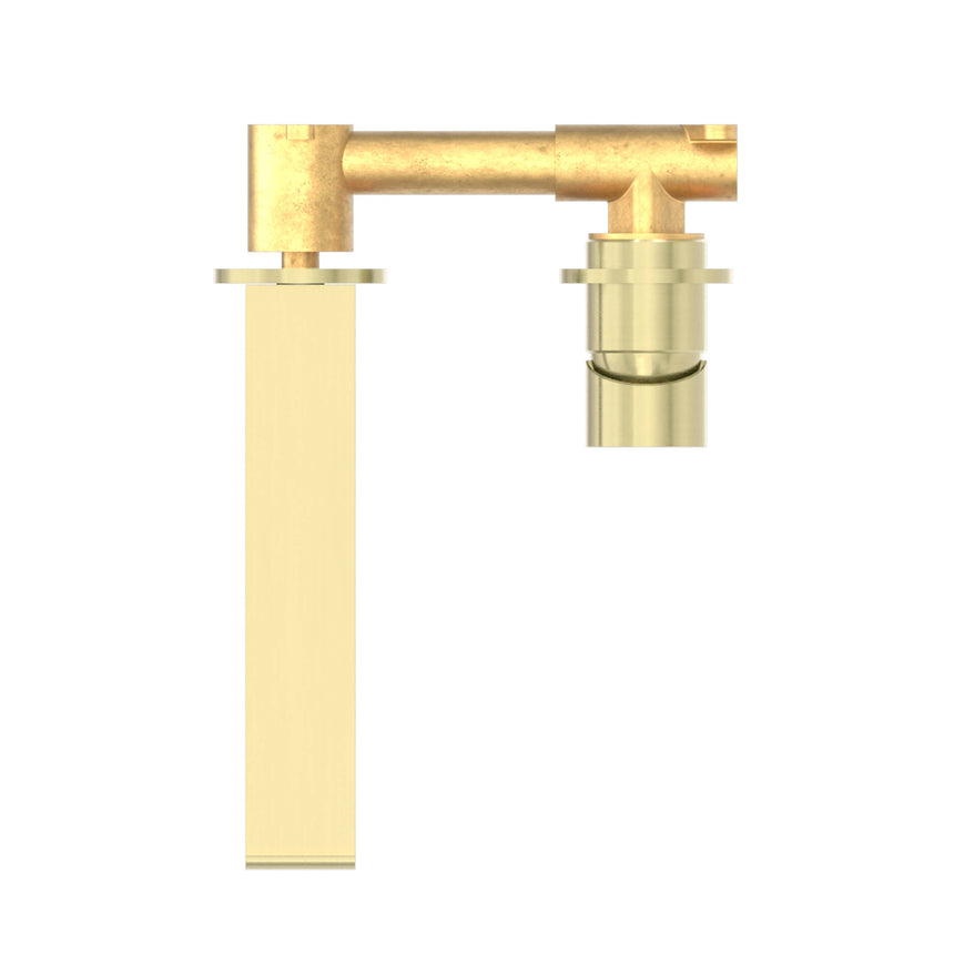 Nero Bianca Wall Basin/Bath Mixer 187mm Separate Back Plate Brushed Gold Tapware Nero