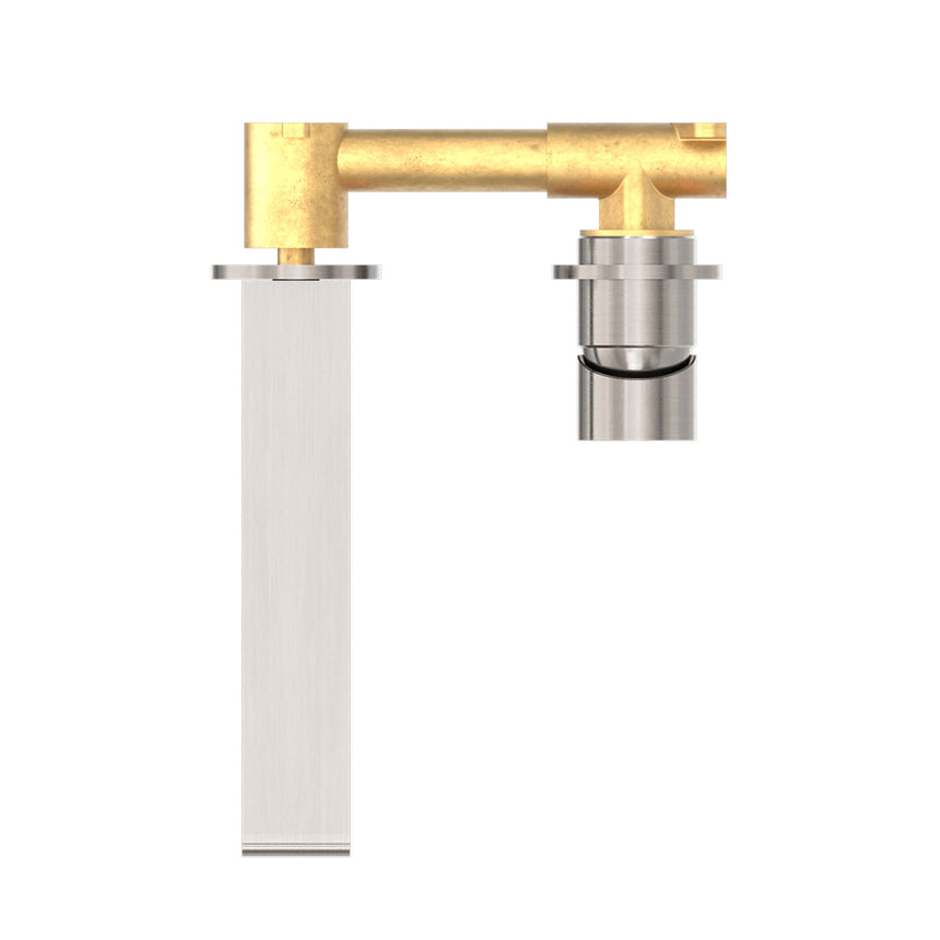 Nero Bianca Wall Basin/Bath Mixer 187mm Separate Back Plate Brushed Nickel Tapware Nero
