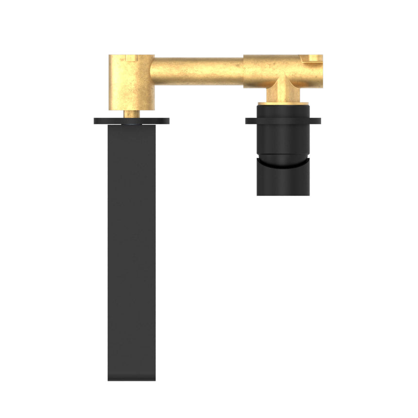 Nero Bianca Wall Basin/Bath Mixer 187mm Separate Back Plate Matte Black Tapware Nero