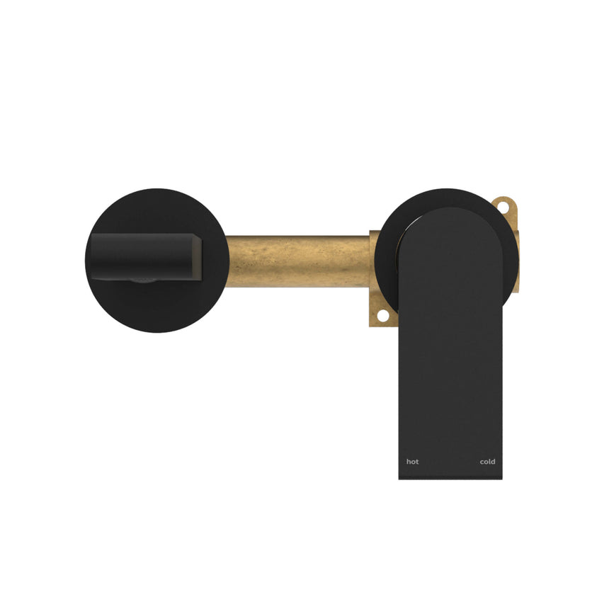 Nero Bianca Wall Basin/Bath Mixer 187mm Separate Back Plate Matte Black Tapware Nero