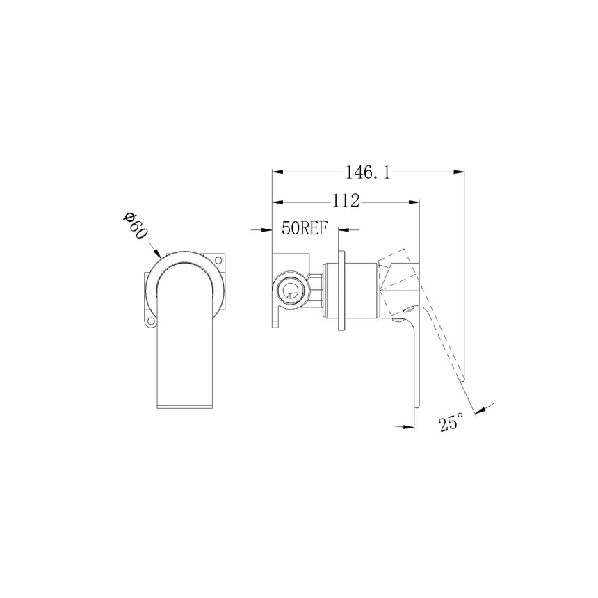 Nero Bianca Shower Mixer With 60mm Plate Matte Black Shower Nero