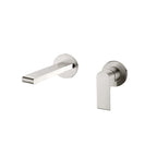 Nero Bianca Wall Basin/Bath Mixer 187mm Separate Back Plate Brushed Nickel