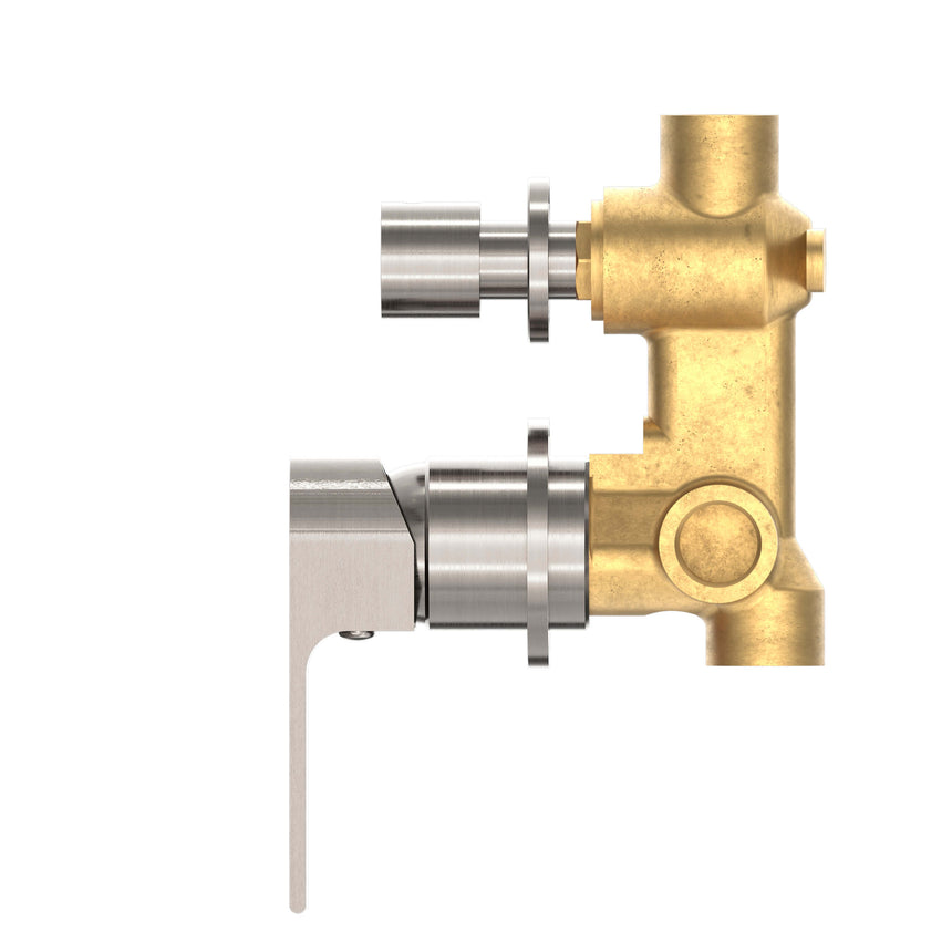 Nero Bianca Shower Mixer With Divertor Separate Back Plate Brushed Nickel Shower Nero