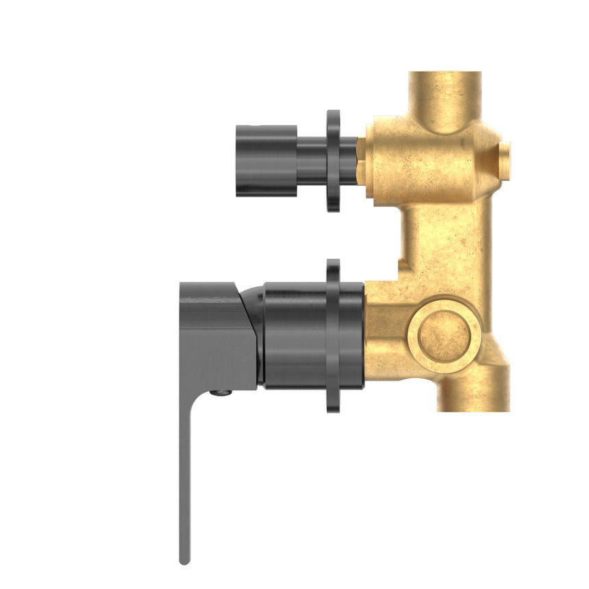 Nero Bianca Shower Mixer With Divertor Separate Back Plate Gun Metal Shower Nero