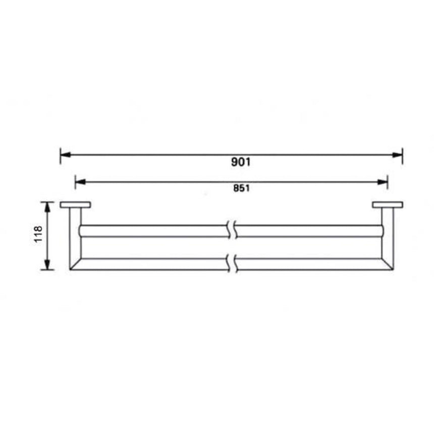 Nero Dolce Double Towel Rail 900mm Chrome Bathroom Accessories Nero
