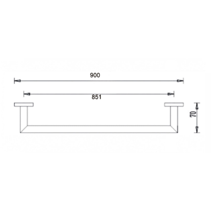 Nero Dolce Single Towel Rail 900mm Chrome Bathroom Accessories Nero