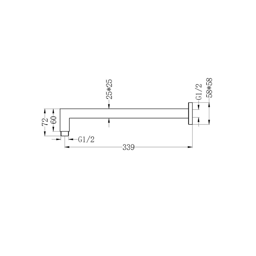 Nero Square Shower Arm Gun Metal Shower Nero