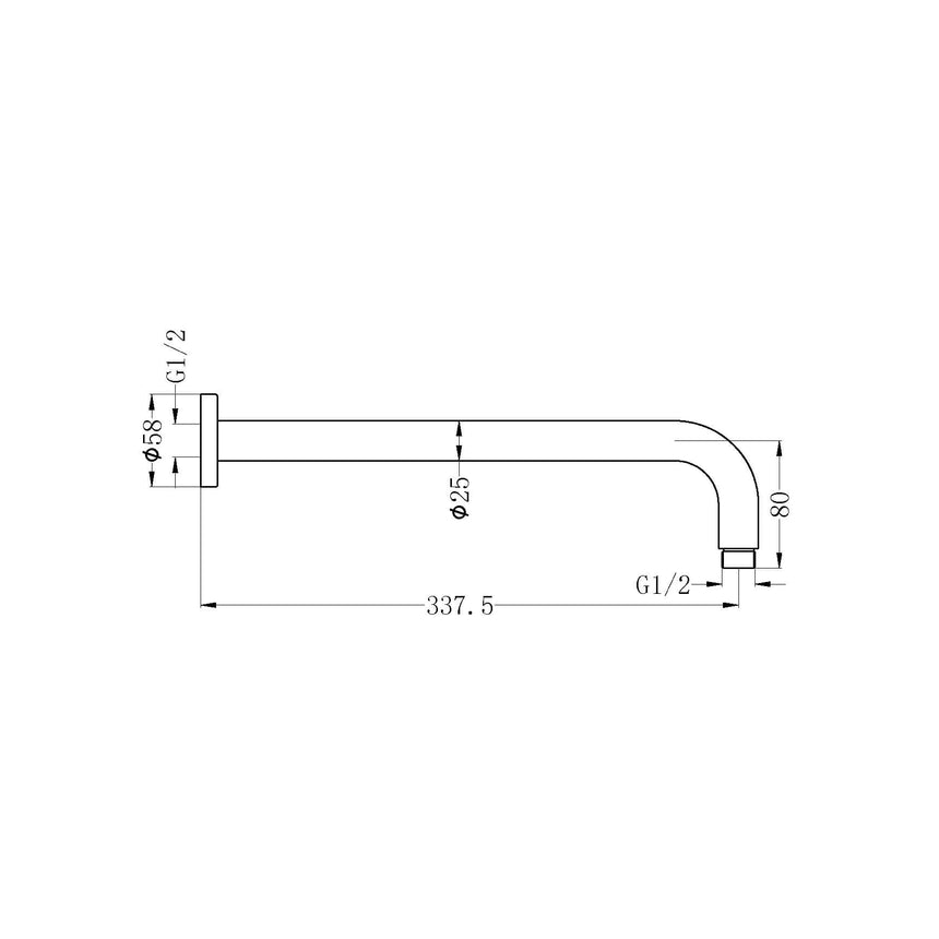 Nero Round Shower Arm Brushed Nickel Shower Nero