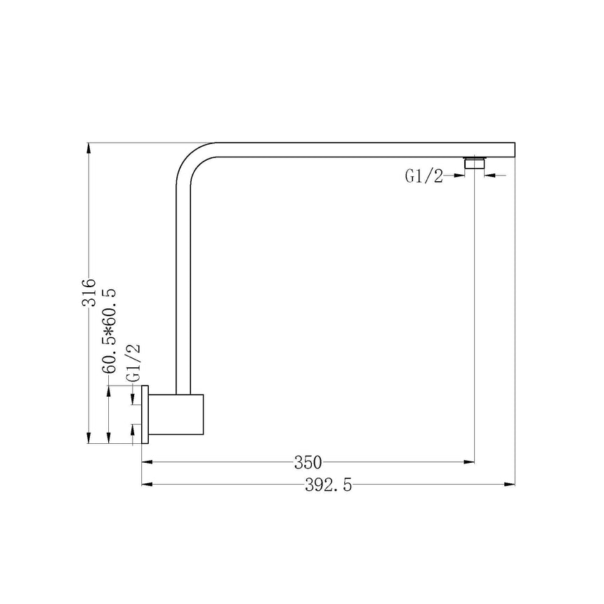 Nero Square Swivel Shower Arm Chrome Shower Nero