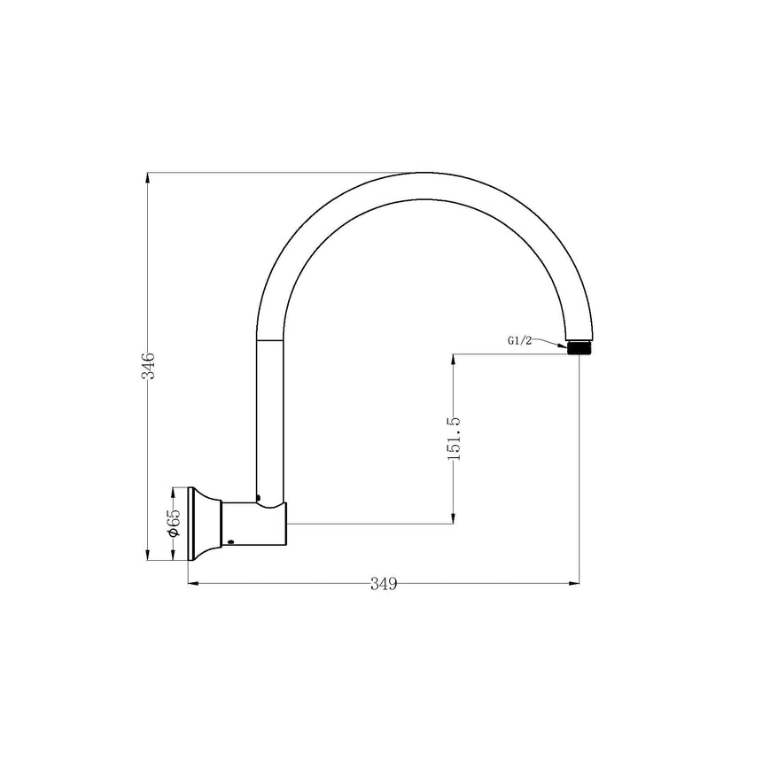 Nero York Shower Arm Matte Black Shower Nero