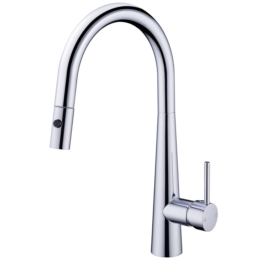 Nero Dolce Pull Out Sink Mixer With Vegie Spray Function Chrome Tapware Nero