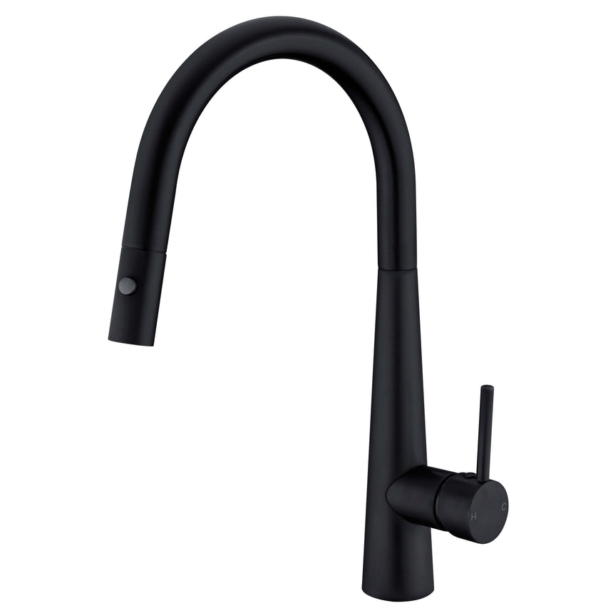 Nero Dolce Pull Out Sink Mixer With Vegie Spray Function Matte Black Tapware Nero