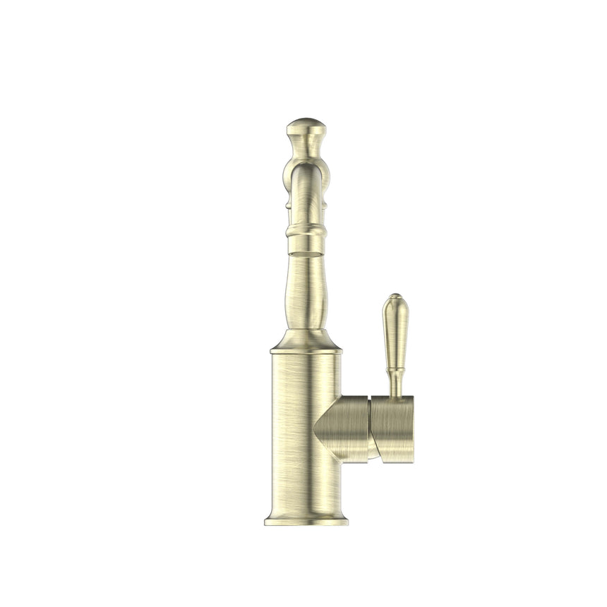 Nero York Basin Mixer With Metal Lever Aged Brass Tapware Nero