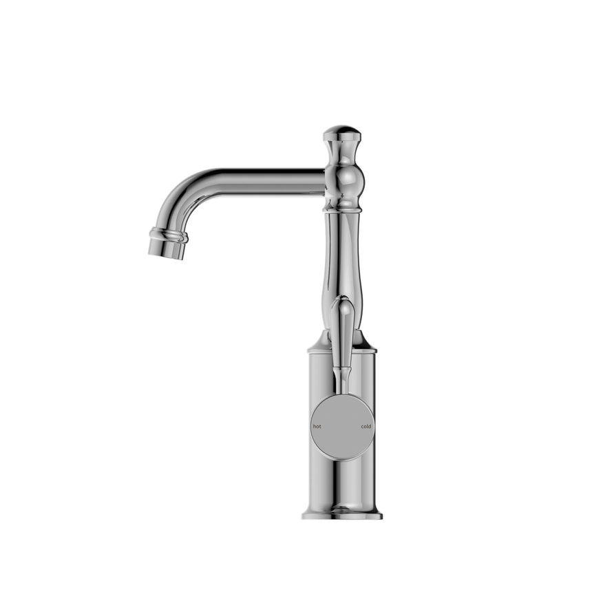 Nero York Basin Mixer With Metal Lever Chrome Tapware Nero