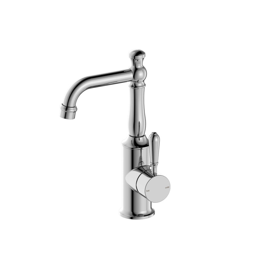 Nero York Basin Mixer With Metal Lever Chrome Tapware Nero