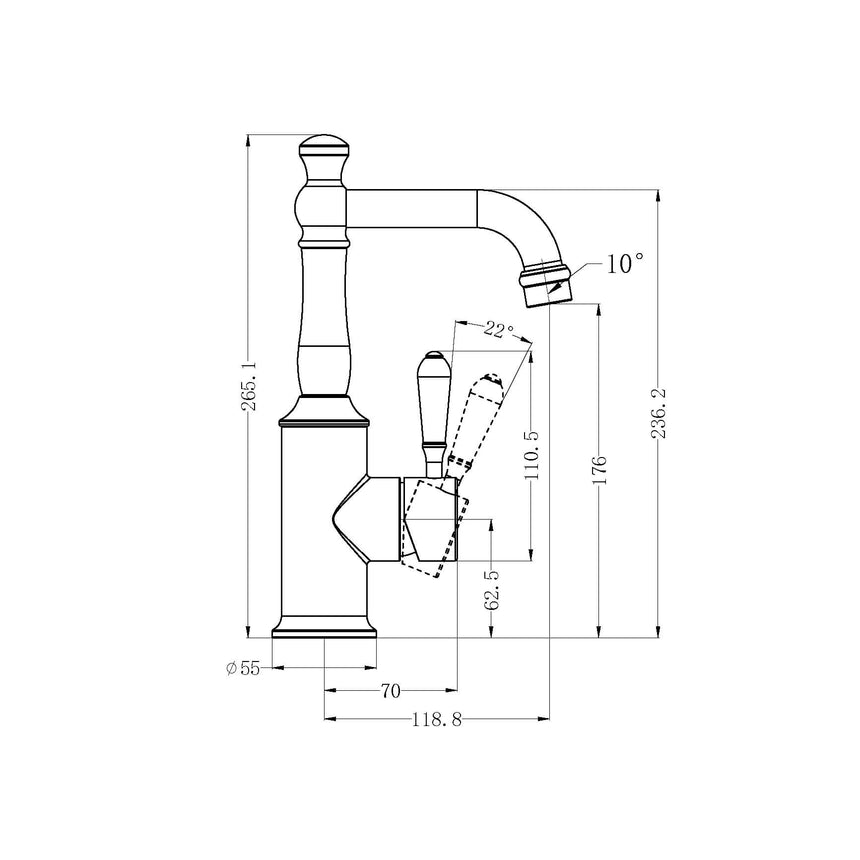 Nero York Basin Mixer With Metal Lever Matte Black Tapware Nero