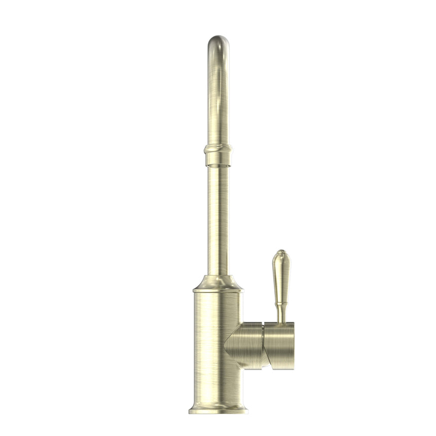 Nero York Kitchen Mixer Goosneck Spout With Metal Lever Aged Brass Tapware Nero